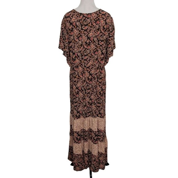 Kate & Sam Floral Paisley Maxi Dress Womens Size XXL Black Mixed Print Tiered - Picture 9 of 12